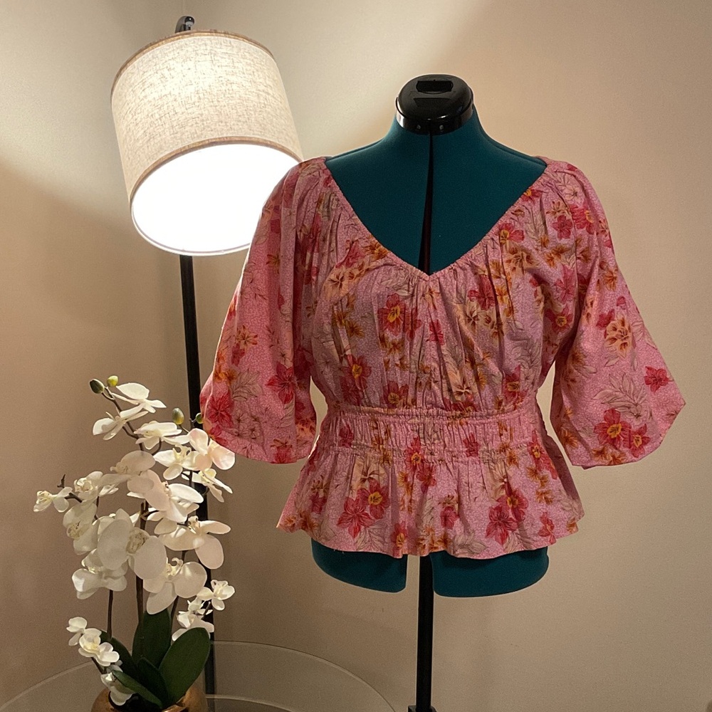 LOFT Pink Floral Blouse